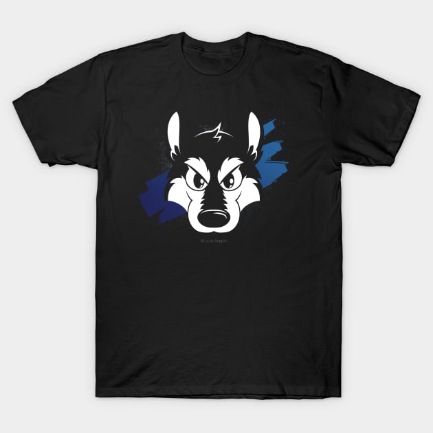 Toon wolf face (blue) T-Shirt by licographics